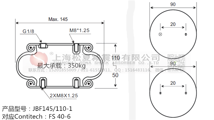 JBF145/110-1橡膠<a href='http://m.tuesdayc.cn/' target='_blank'><u>空氣彈簧</u></a>