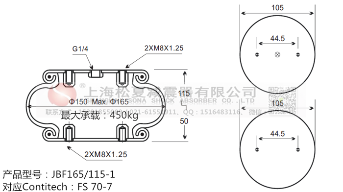 JBF165/115-1橡膠<a href='http://m.tuesdayc.cn/' target='_blank'><u>空氣彈簧</u></a>