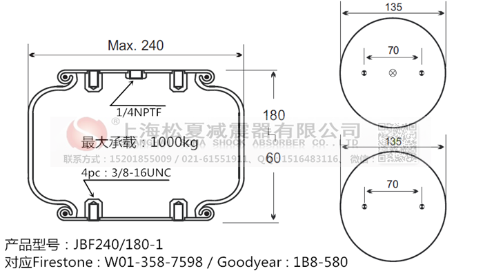 JBF240-180-1橡膠<a href='http://m.tuesdayc.cn/' target='_blank'><u>空氣彈簧</u></a>
