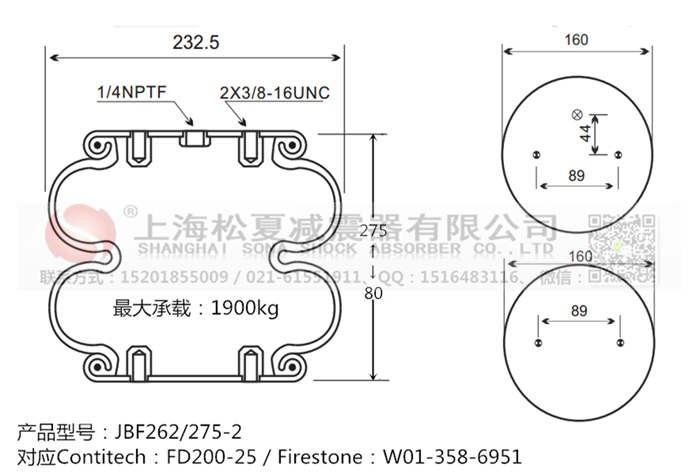 JBF262/275-2橡膠<a href='http://m.tuesdayc.cn/' target='_blank'><u>空氣彈簧</u></a>