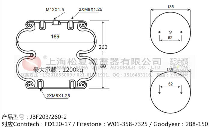 JBF203/260-2橡膠<a href='http://m.tuesdayc.cn/' target='_blank'><u>空氣彈簧</u></a>