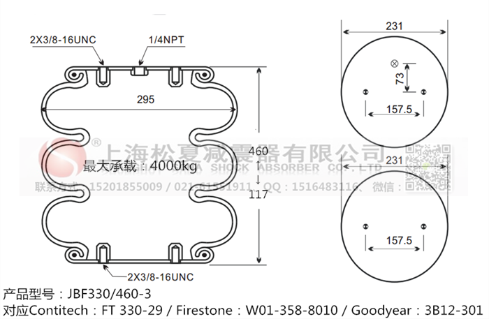 JBF330/460-3橡膠<a href='http://m.tuesdayc.cn/' target='_blank'><u>空氣彈簧</u></a>